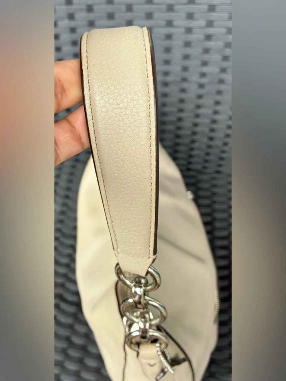 Coach Pebbled Leather Shoulder Bag in gray